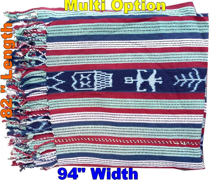 Cotton Guatemalan handmade weaved tassels eco dyed ikat bedspread