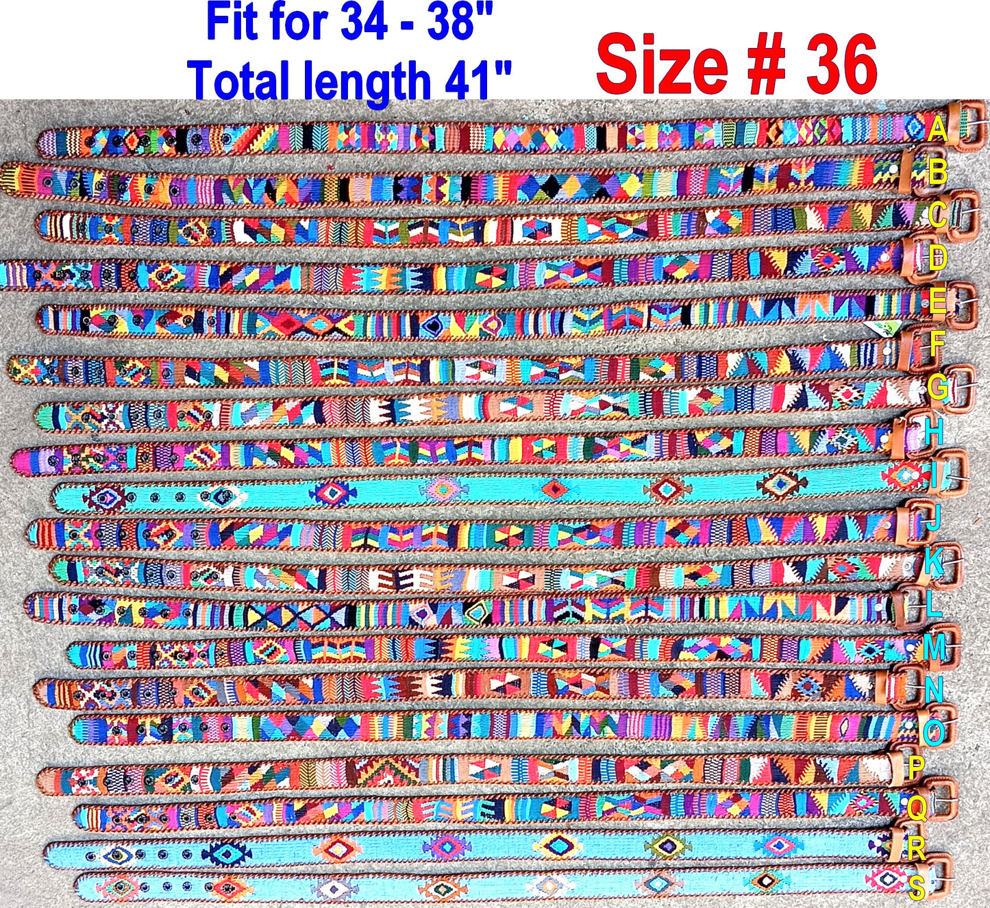 Lot of authentic Guatemalan HANDMADE BELT leather braided UNISEX belt