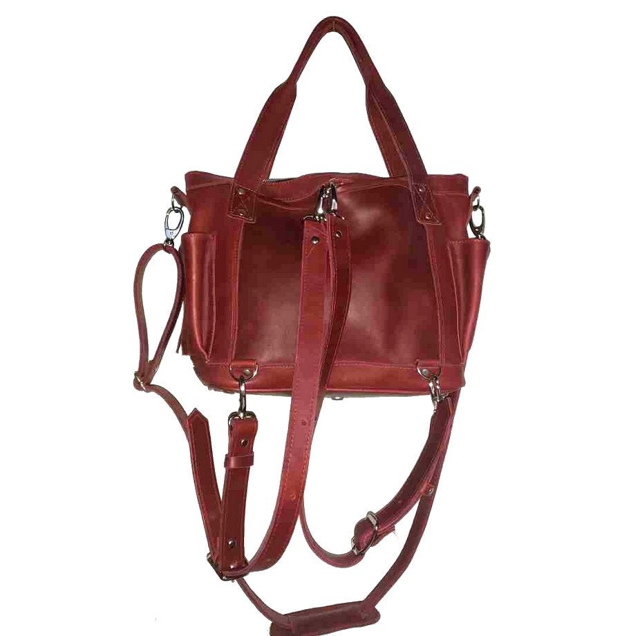 Small Intermedia Medium Convertible backpack crossbody day bag diaper genuine marbled wine color