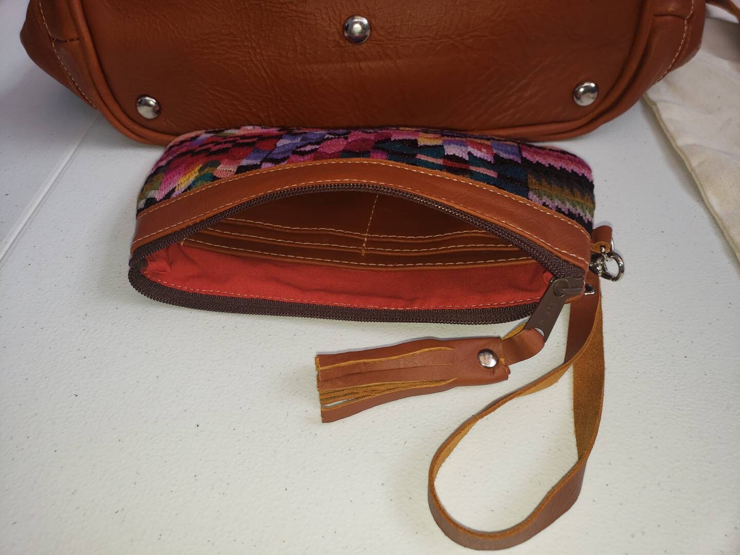 Custom Huipil Pattern Tan Genuine LEATHER CONVERTIBLE BACKPACK Bag - Aesthetic Full Grain Leather Handles cross body And Handbags