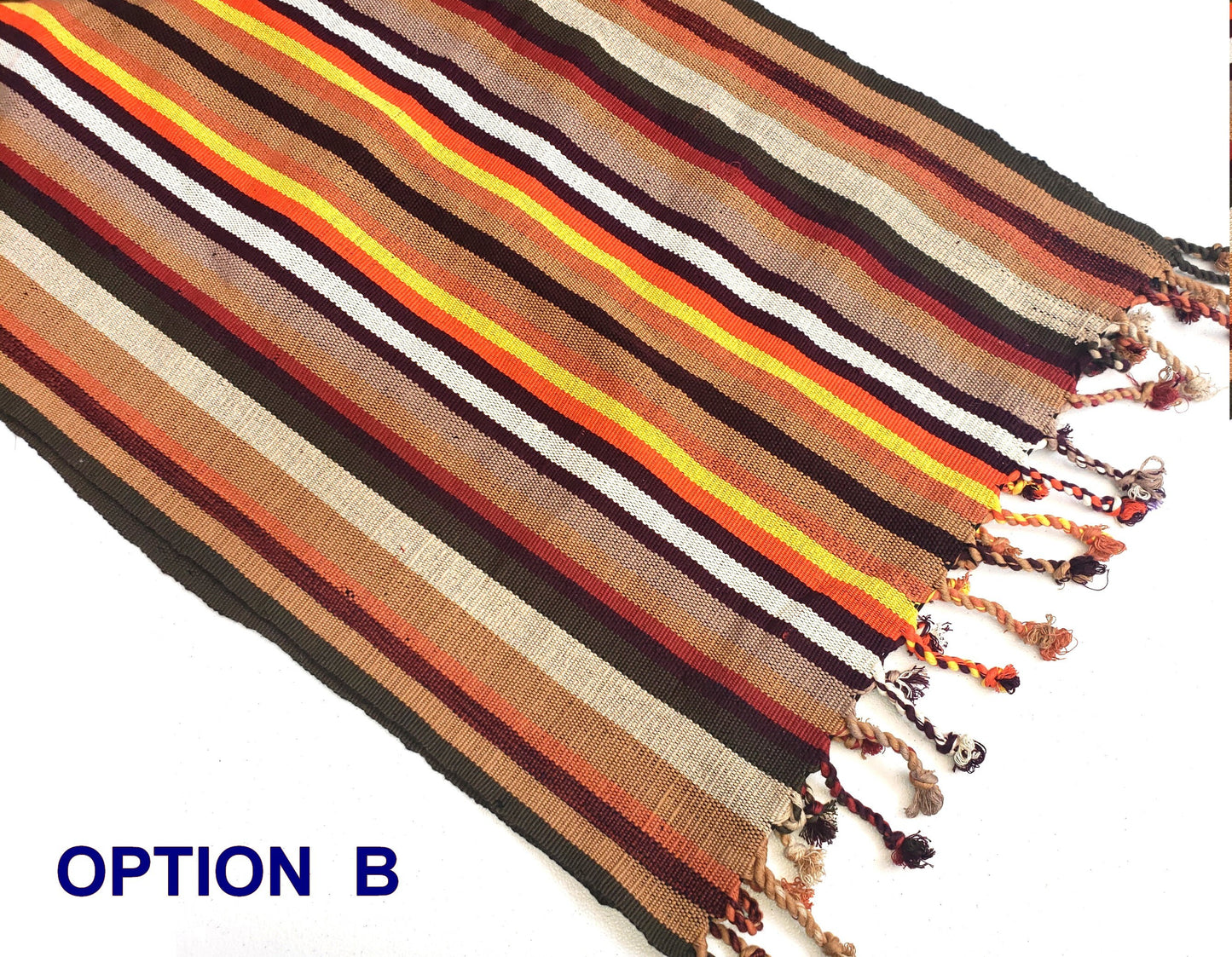 Cotton Guatemalan handmade weaved multicolor bed runner