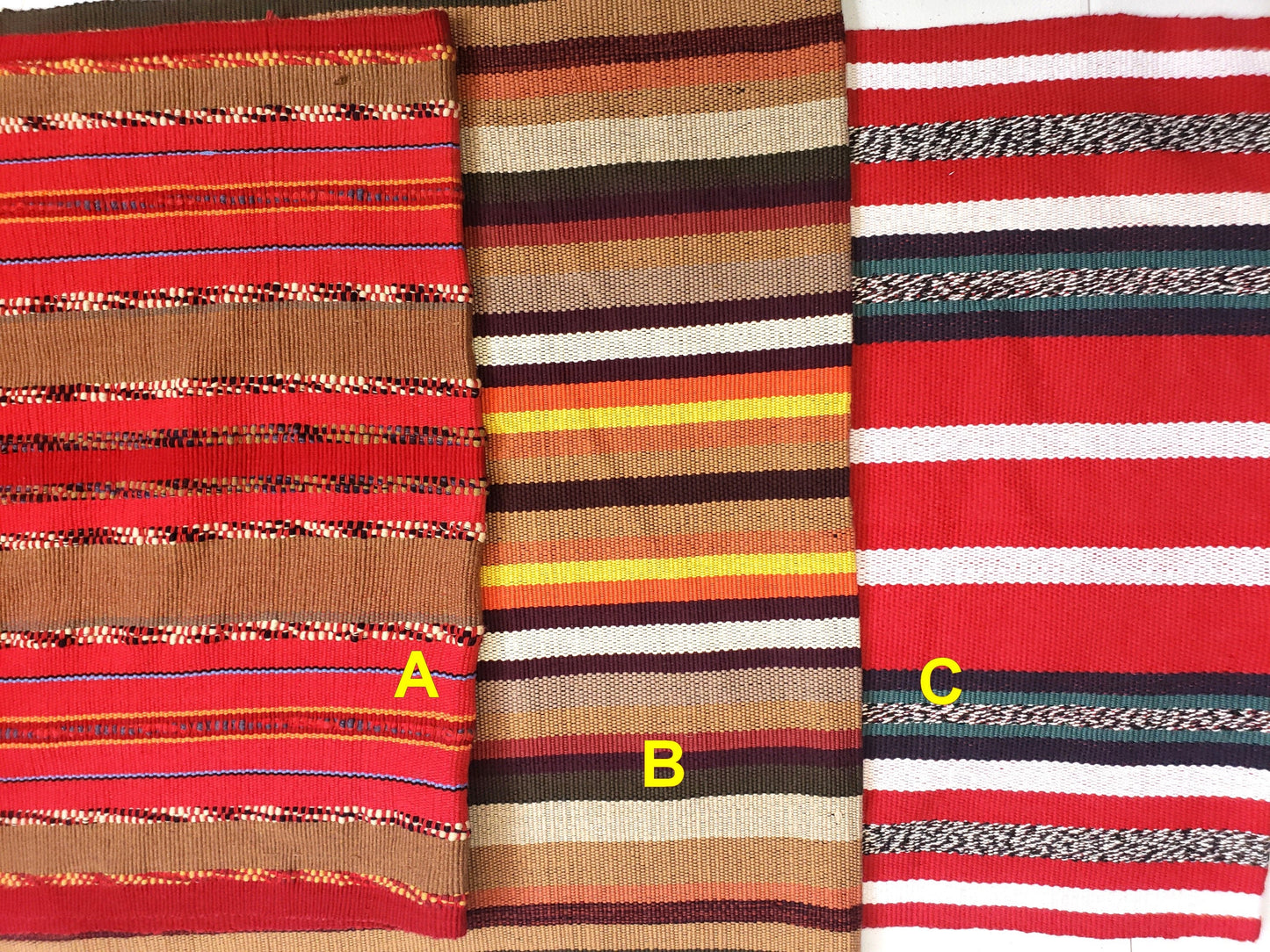 Cotton Guatemalan handmade weaved multicolor bed runner