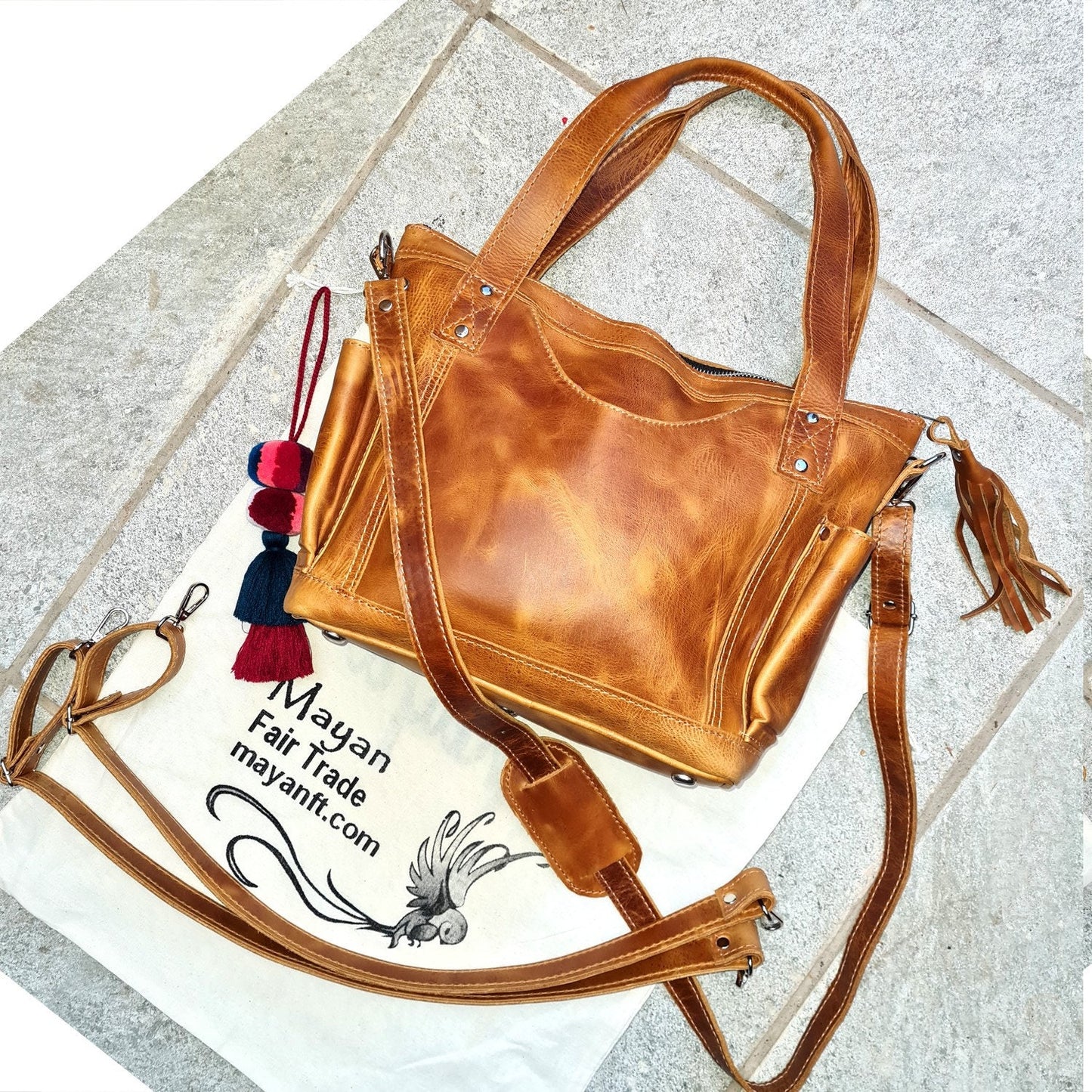 Tan Genuine LEATHER CONVERTIBLE BACKPACK Bag - Aesthetic Full Grain Leather Handles cross body And Handbags