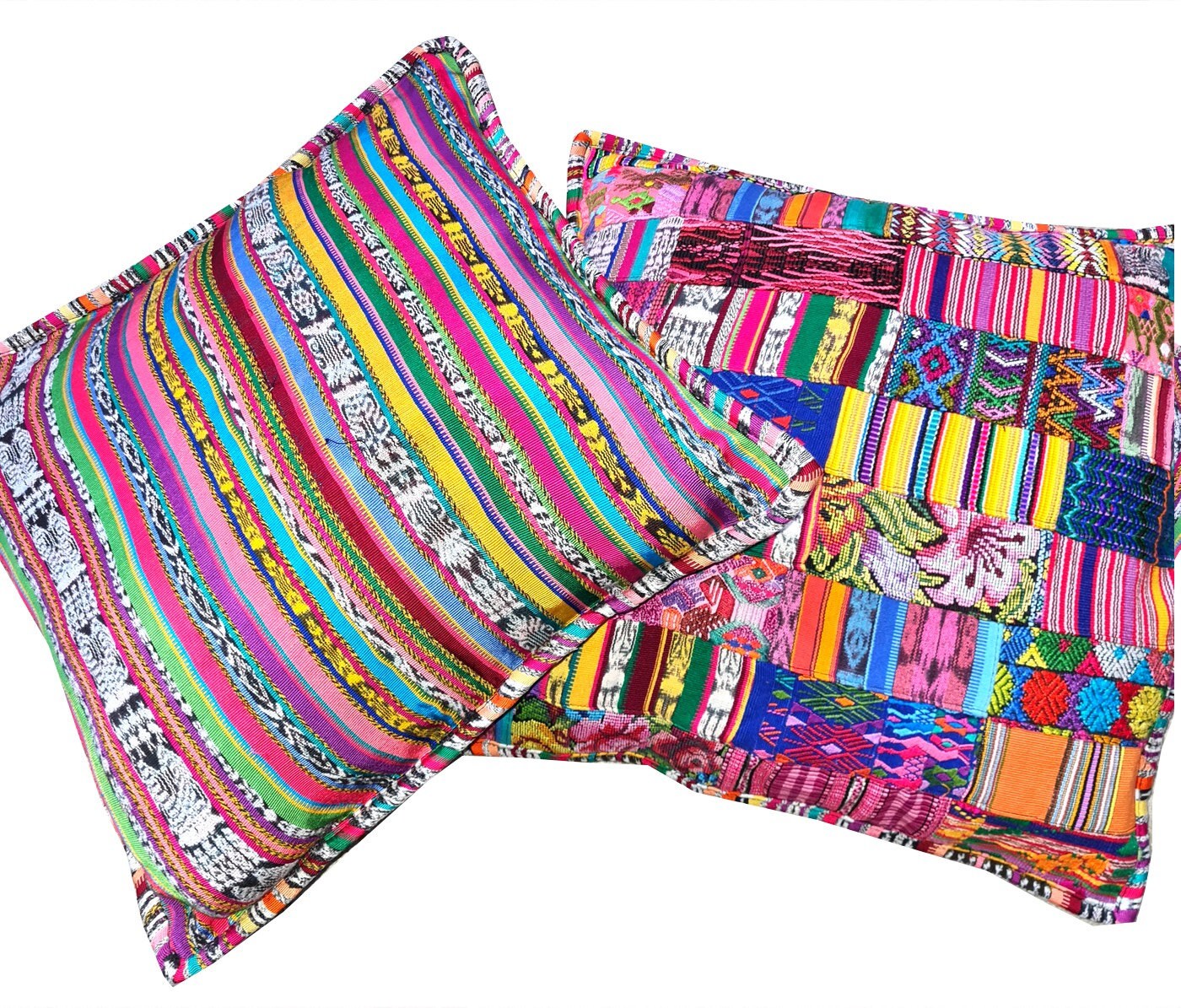 Guatemalan cotton handmade -Patchwork style- huipil pillow case cushion cover -18x18- 20x20 customizable sizes