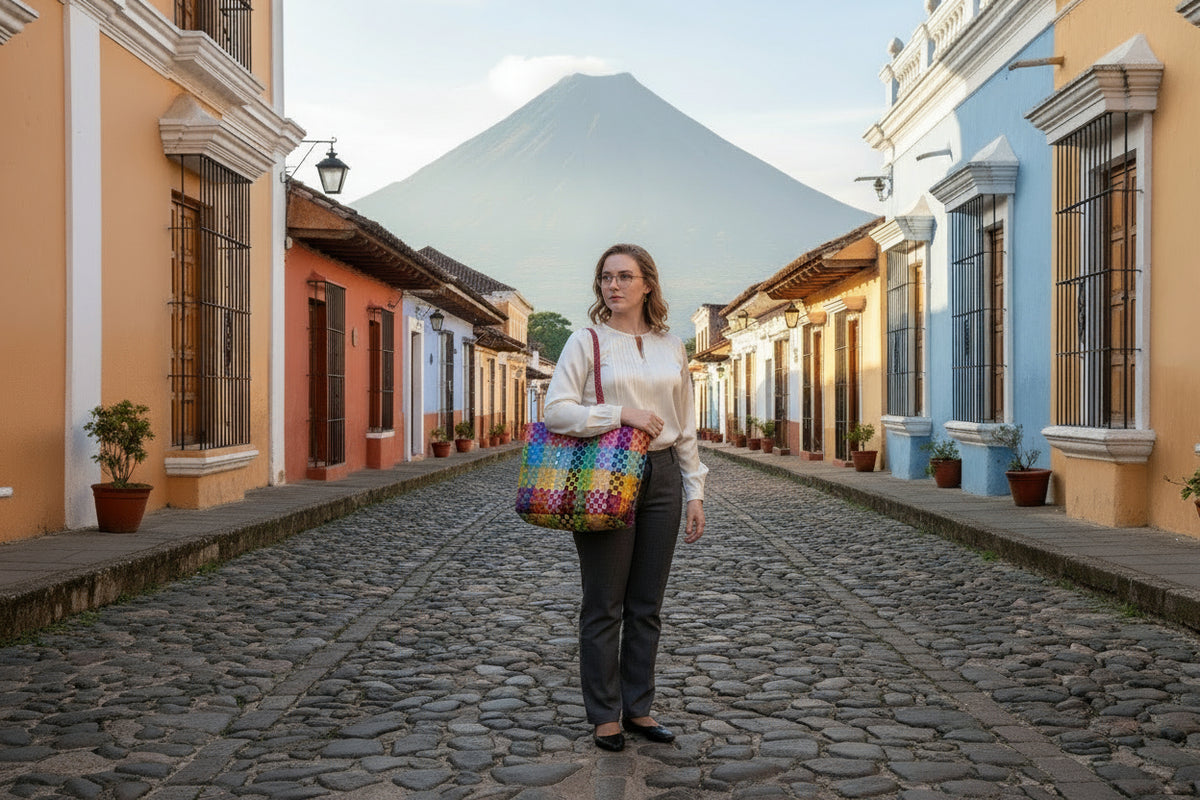 Woven Guatemalan Plastic market Bag - Recycled plastic - Mayan Fair Trade