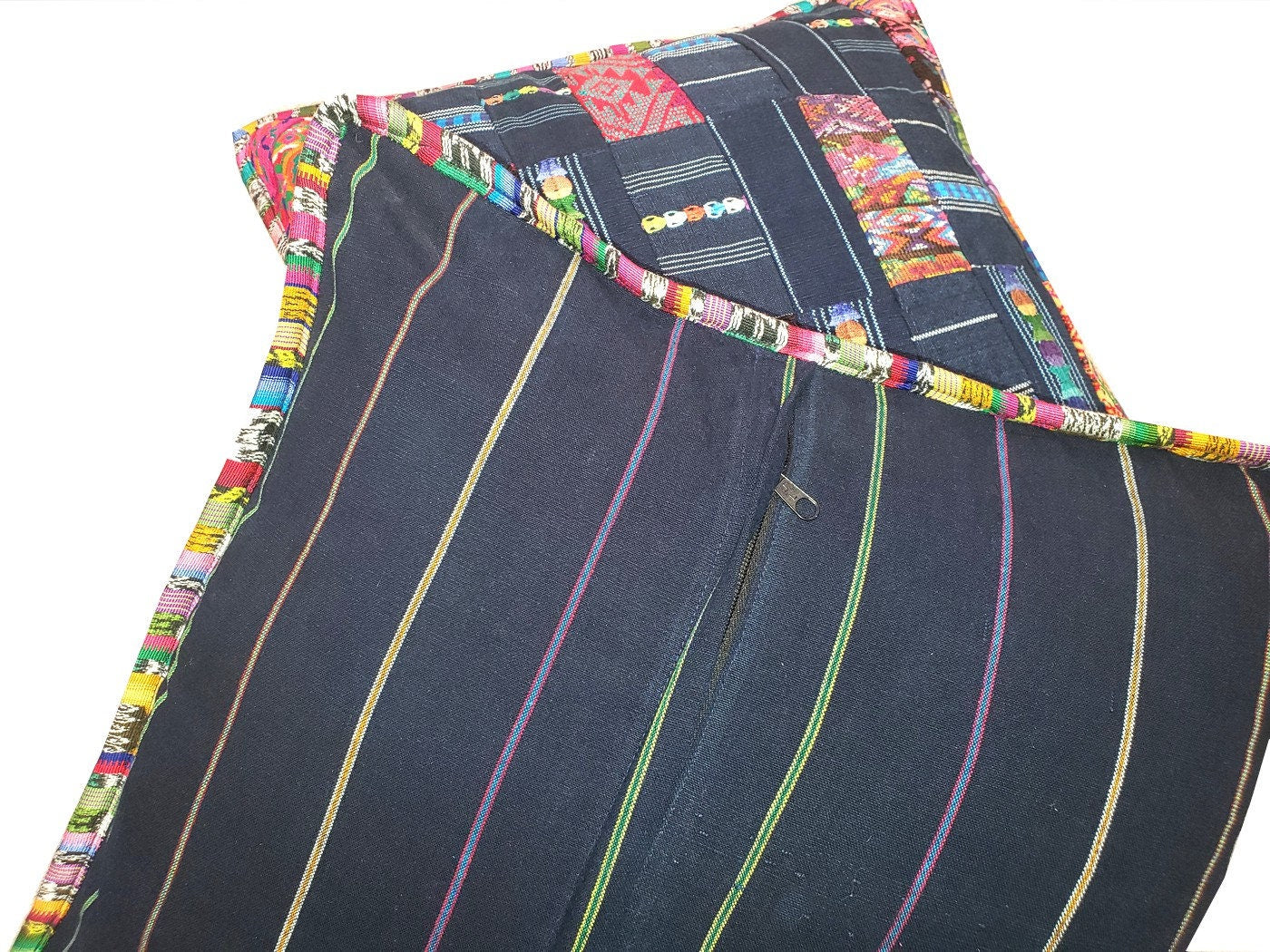 Guatemalan Cotton Handmade -Patchwork Style- Huipil Pillow Case Cushion Cover -18x18- 20x20 Customizable Sizes