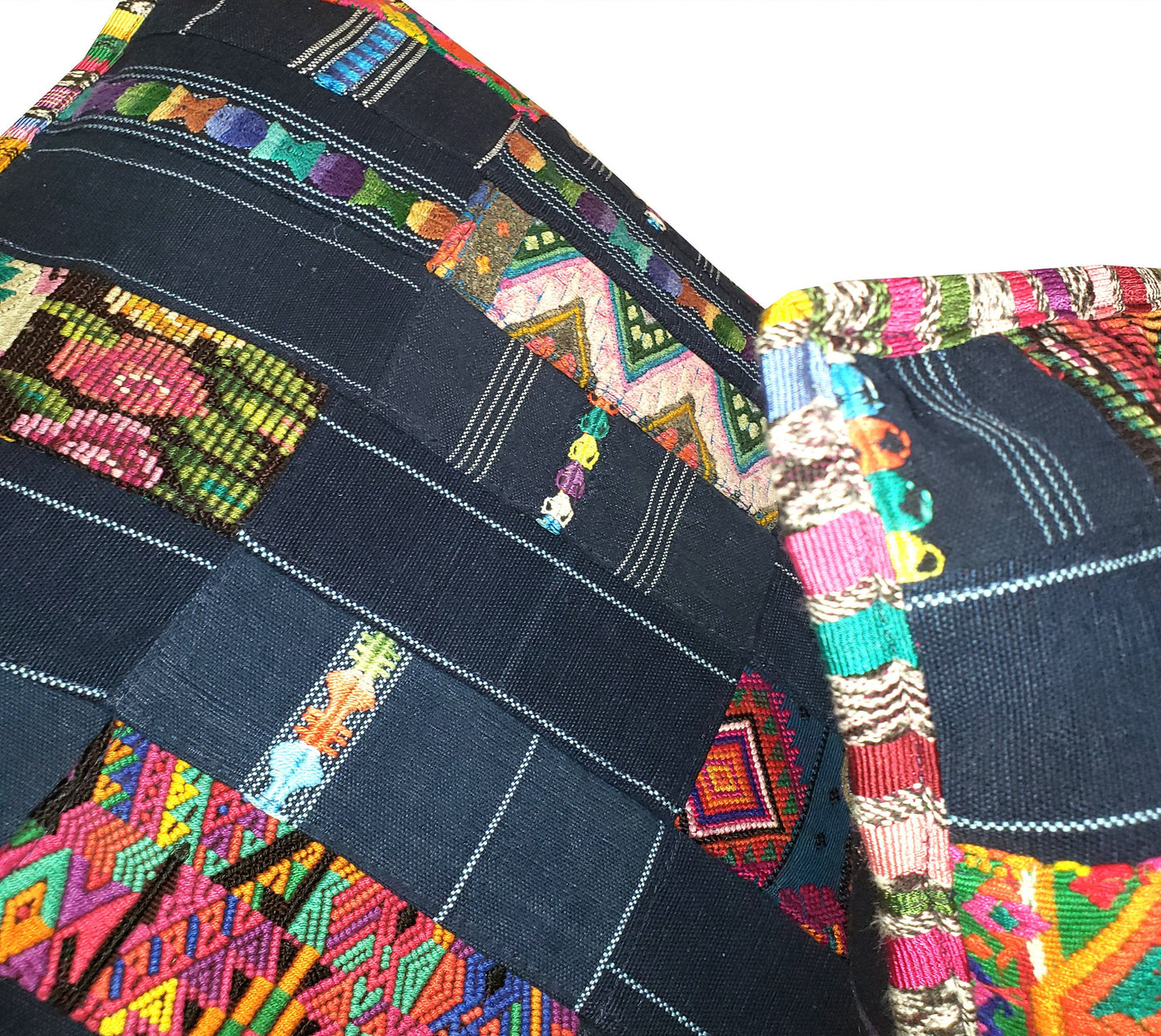 Guatemalan Cotton Handmade -Patchwork Style- Huipil Pillow Case Cushion Cover -18x18- 20x20 Customizable Sizes
