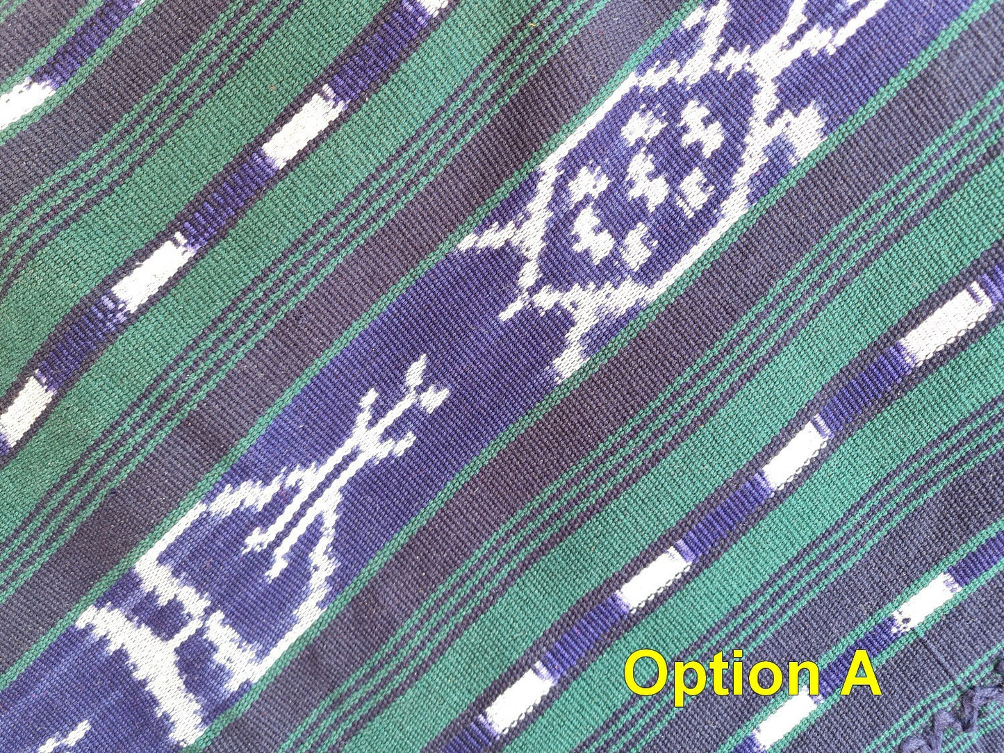 Cotton Guatemalan handmade weaved tassels eco dyed ikat bedspread
