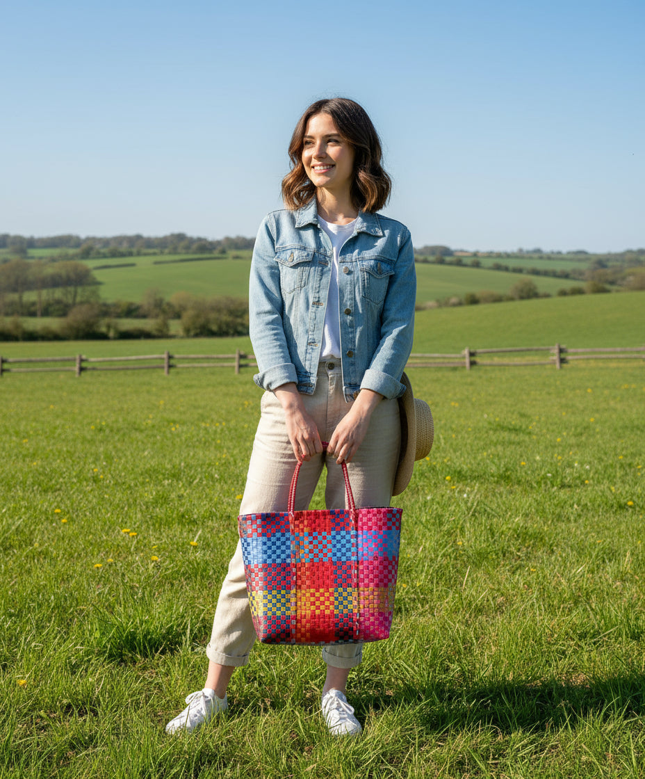 Woven Guatemalan Plastic market Bag - Recycled plastic - Mayan Fair Trade
