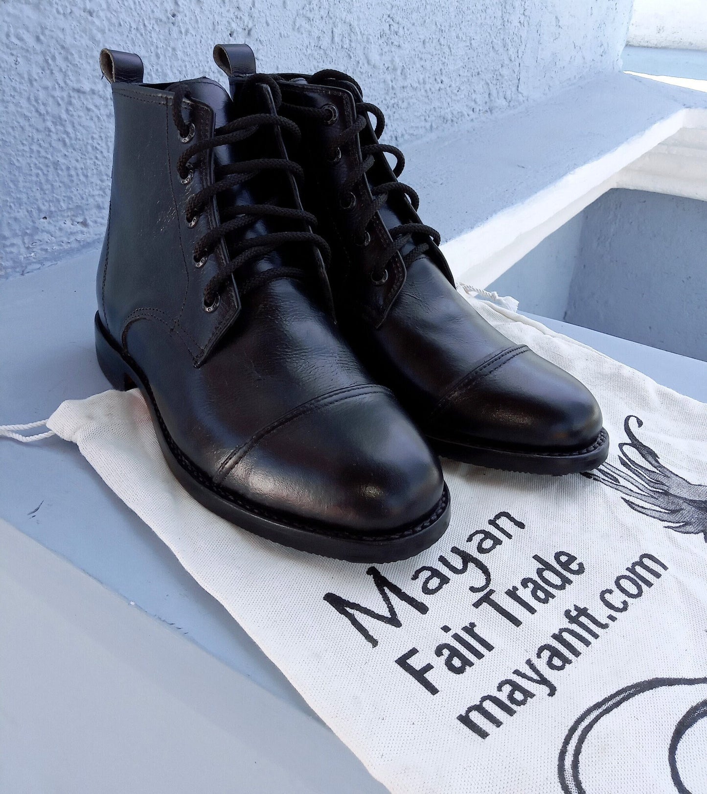 Custom GUATEMALAN Authentic LEATHER Lace Up BOOTS For Women - Geniune Leather & Rubber Outsole Zipper Shoes - Mayan Fair Trade