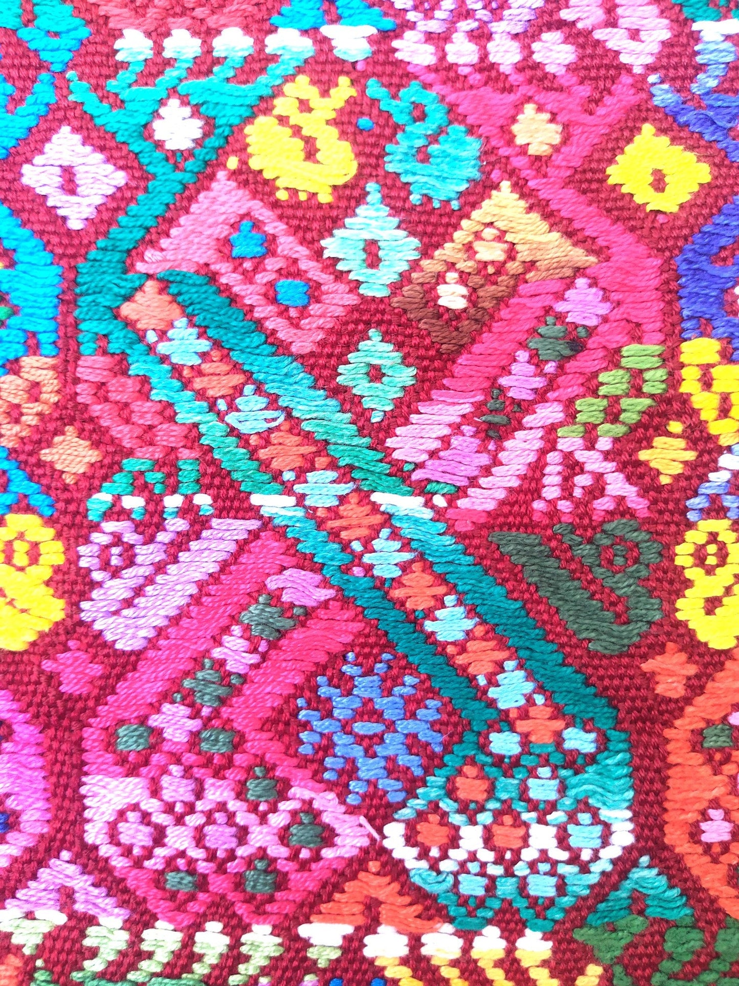 Vintage cotton unique Red handmade weaved Mayan huipil -Chile Verde Quetzaltenango-
