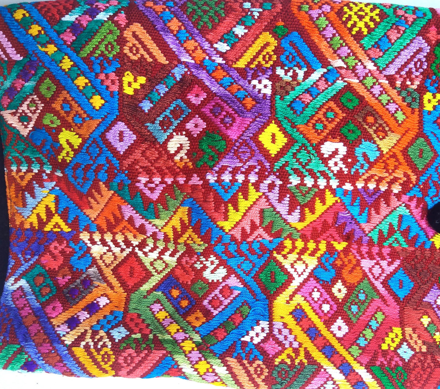 Vintage cotton unique Red handmade weaved Mayan huipil -Chile Verde Quetzaltenango-