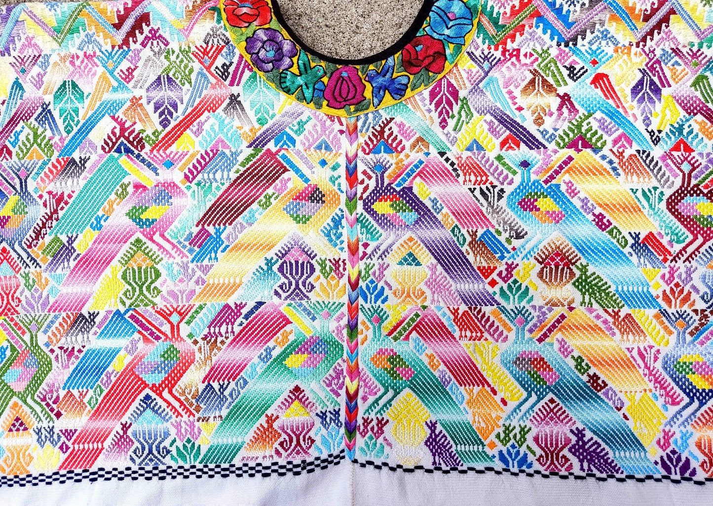 Vintage Cotton Unique Handmade weaved -San Martin Chile Verde Quetzaltenango XELA- huipil