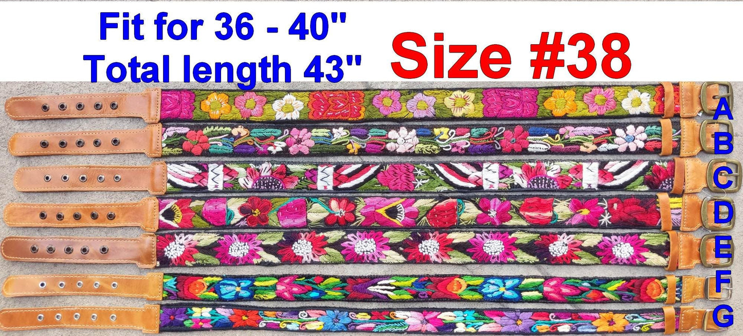 Lot of authentic Guatemalan handmade cotton leather women belt