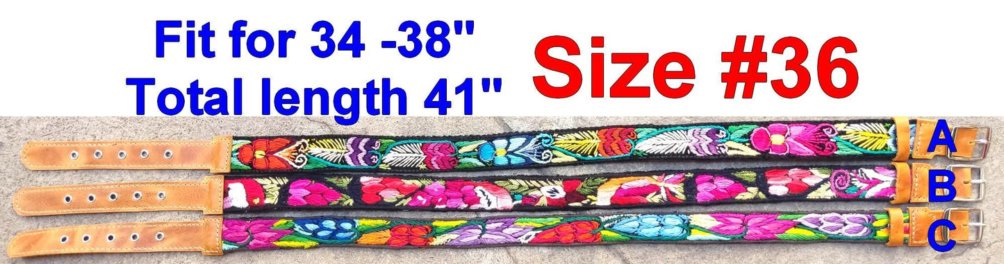 Lot of authentic Guatemalan handmade cotton leather women belt