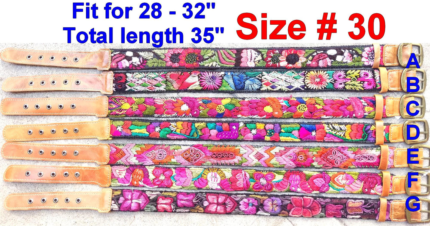 Lot of authentic Guatemalan handmade cotton leather women belt