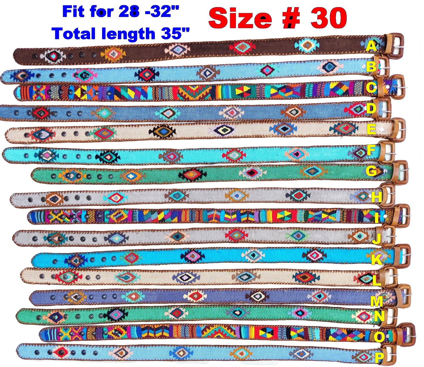 Lot of authentic Guatemalan HANDMADE BELT leather braided UNISEX belt