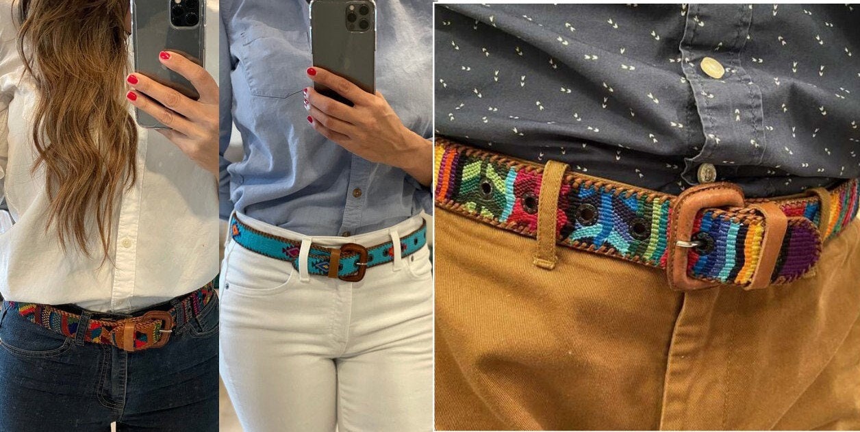 Lot of authentic Guatemalan HANDMADE BELT leather braided UNISEX belt