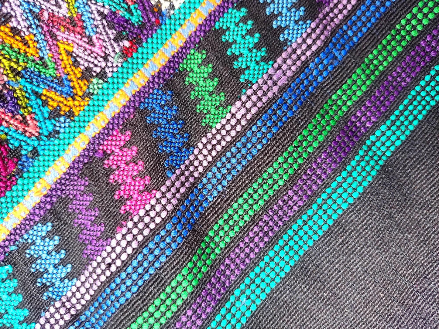 Cotton Unique Black Handmade WEAVED -San MARTIN JILOTEPEQUE- Huipil