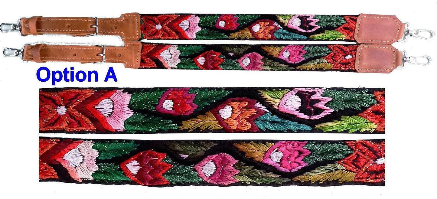 Guatemalan handmade embroidered backpack pair straps