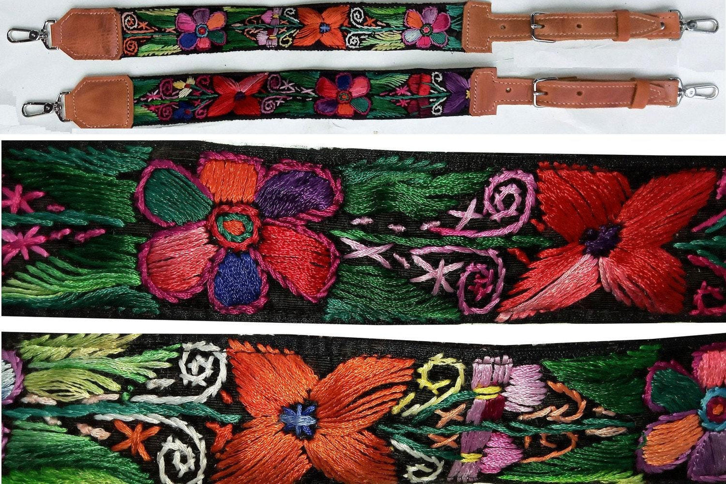 Guatemalan handmade embroidered backpack pair straps