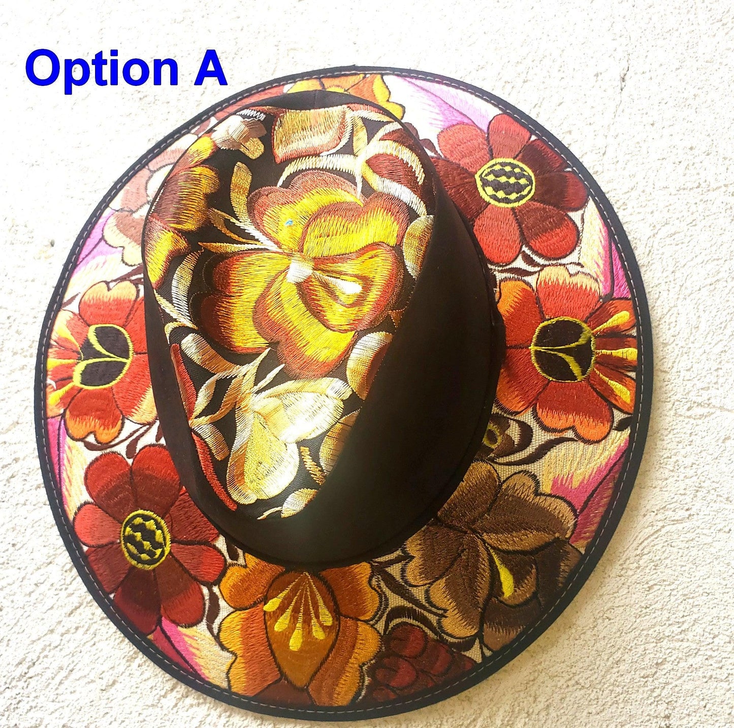 Guatemalan embroidery suede ladies hat