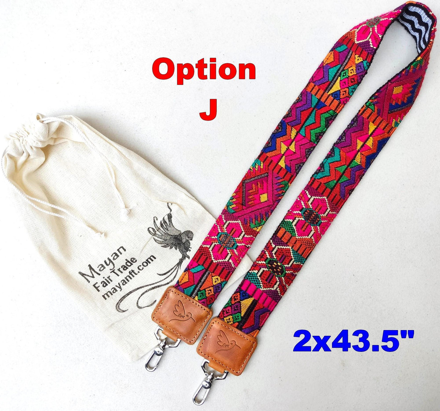 Guatemalan Handmade EMBROIDERED Leather CAMERA / BAG strap