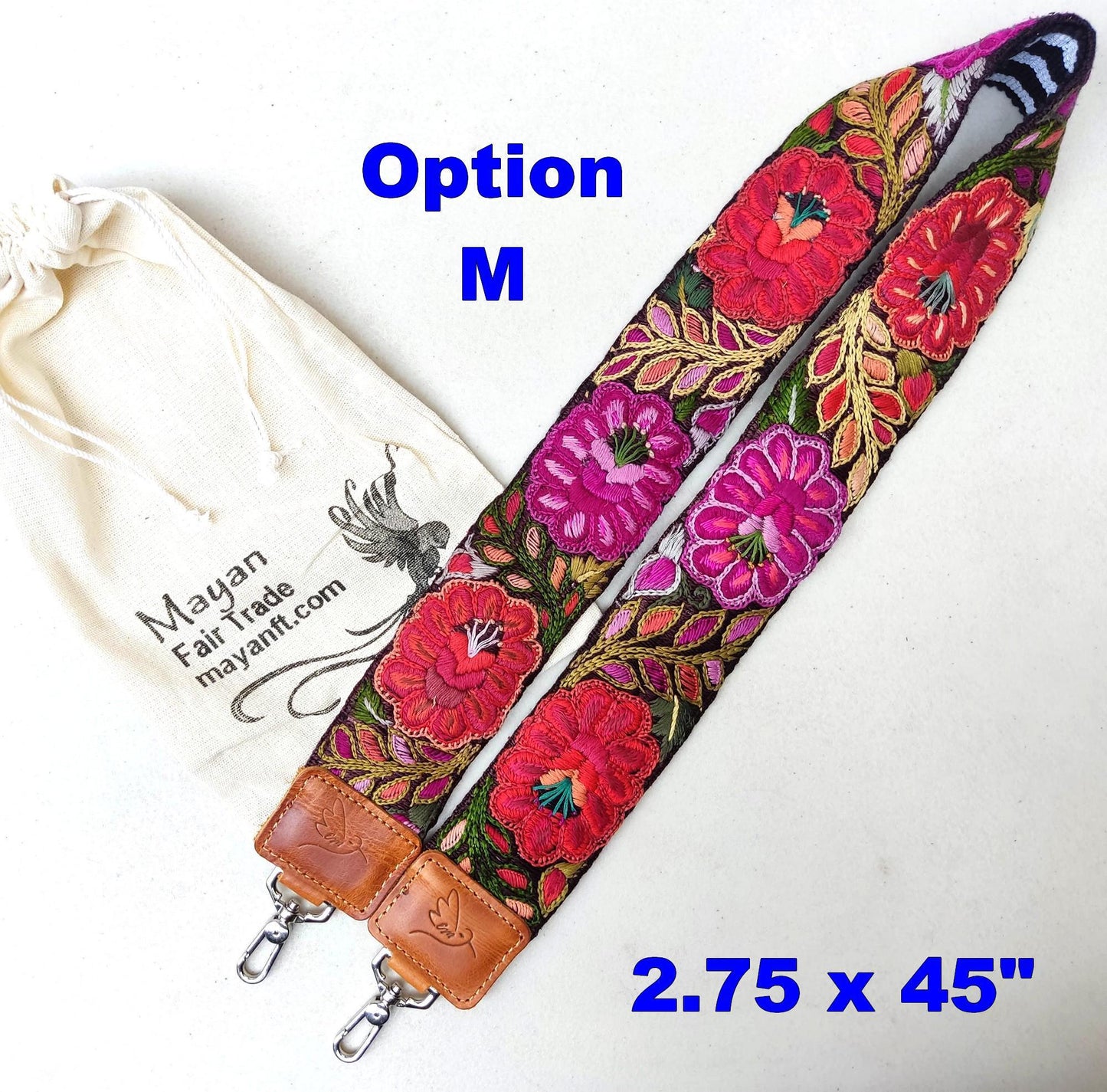 Guatemalan Handmade EMBROIDERED Leather CAMERA / BAG strap