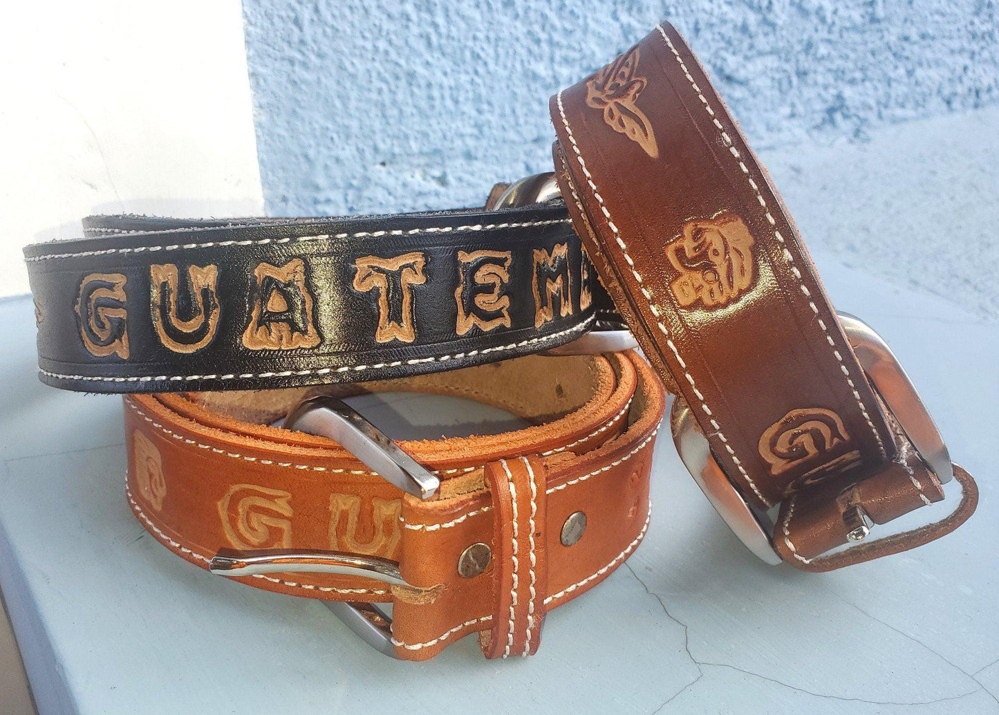 Lot of authentic Guatemalan handmade leather unisex belt