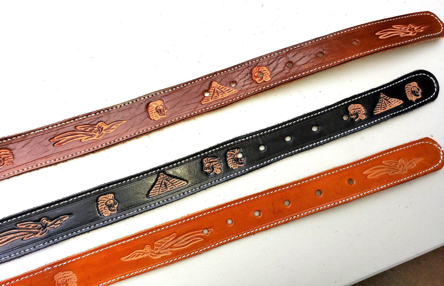 Lot of authentic Guatemalan handmade leather unisex belt