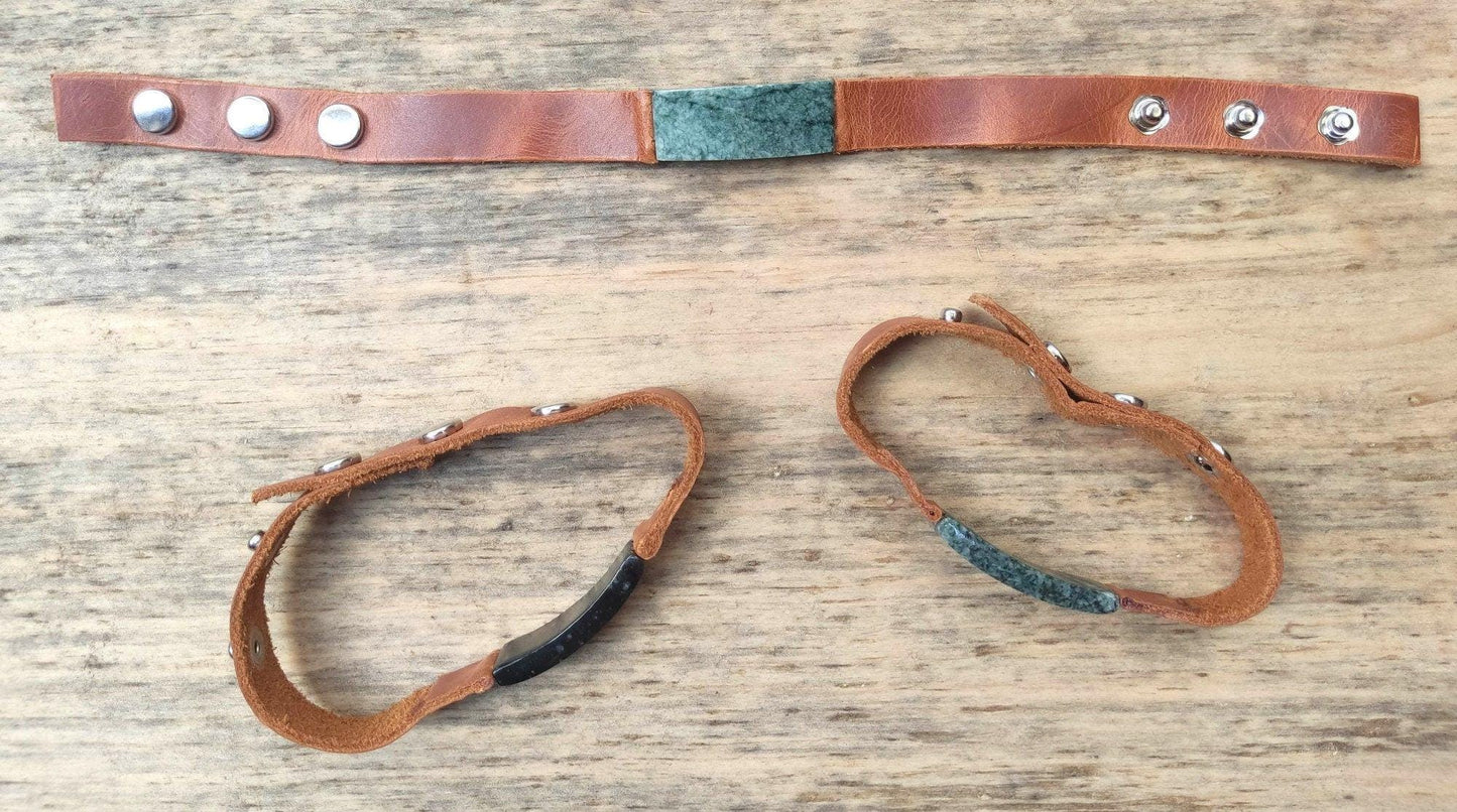 Fashionable UNISEX Adjustable Leather JADE Bracelet
