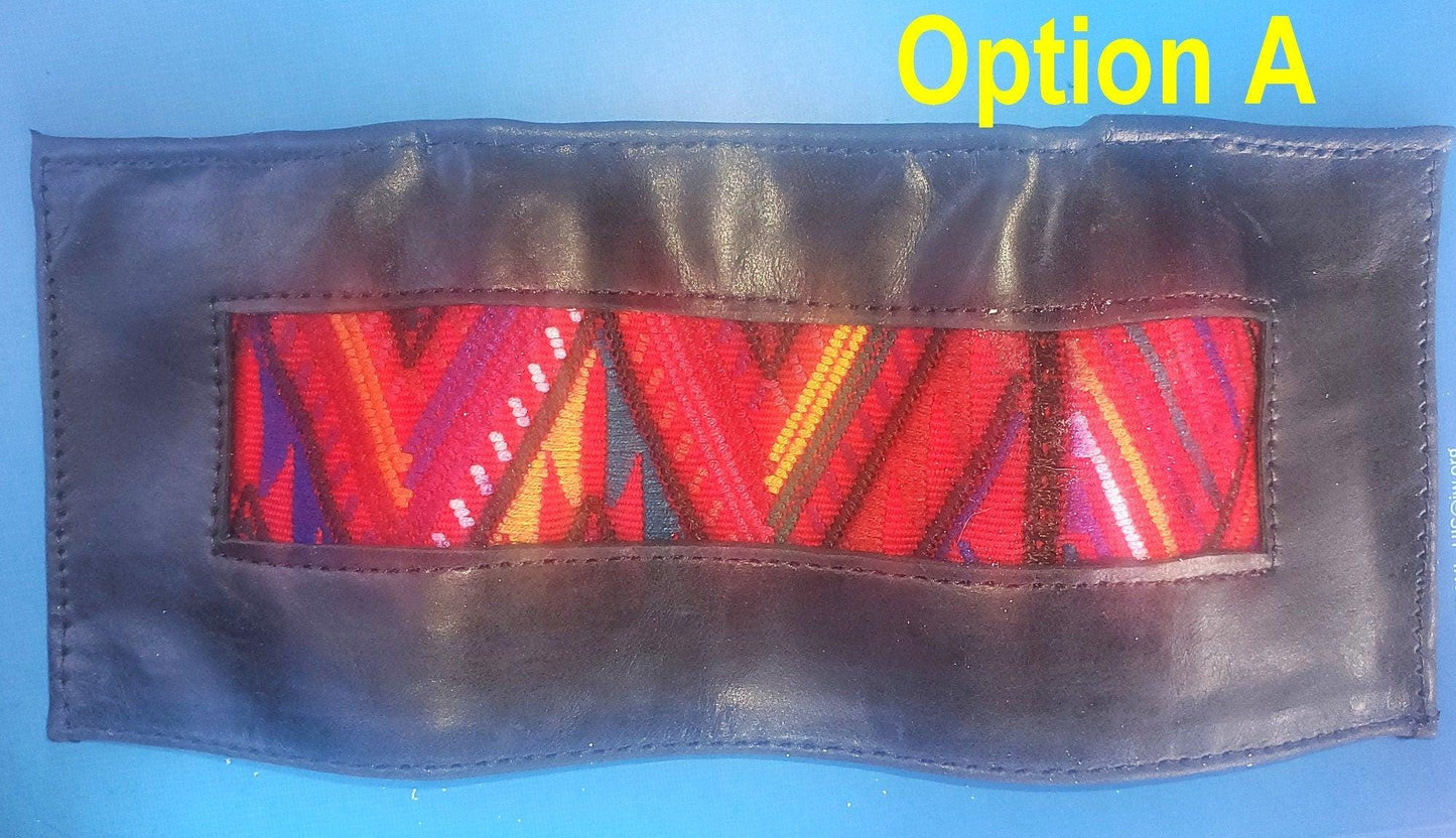 Guatemalan authentic Leather wallet -huipil patterned