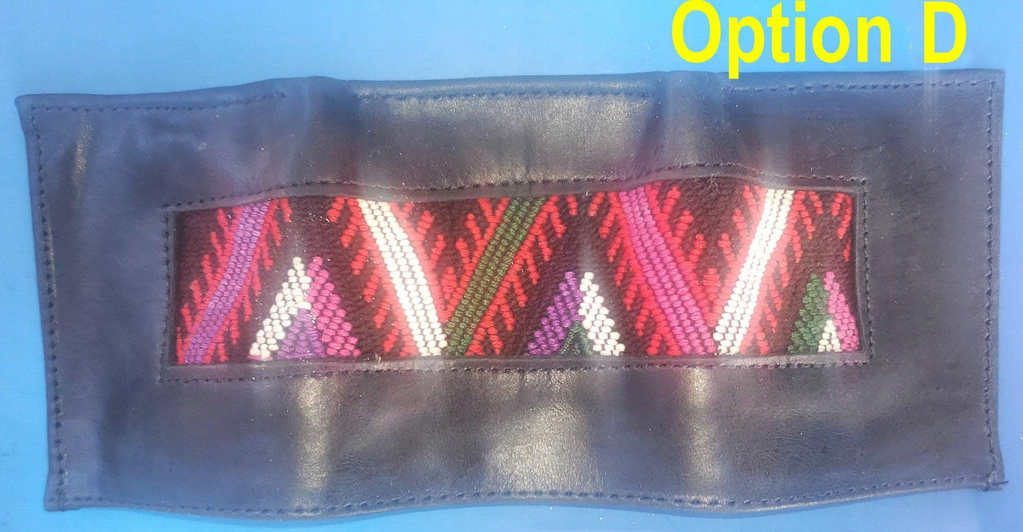 Guatemalan authentic Leather wallet -huipil patterned