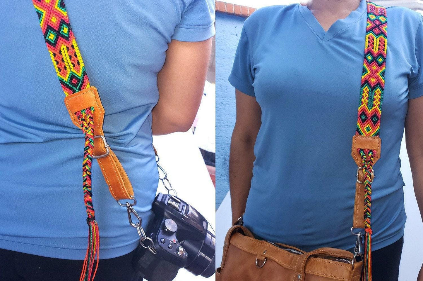 handmade adjustable Multicolor Macrame camera / bag strap