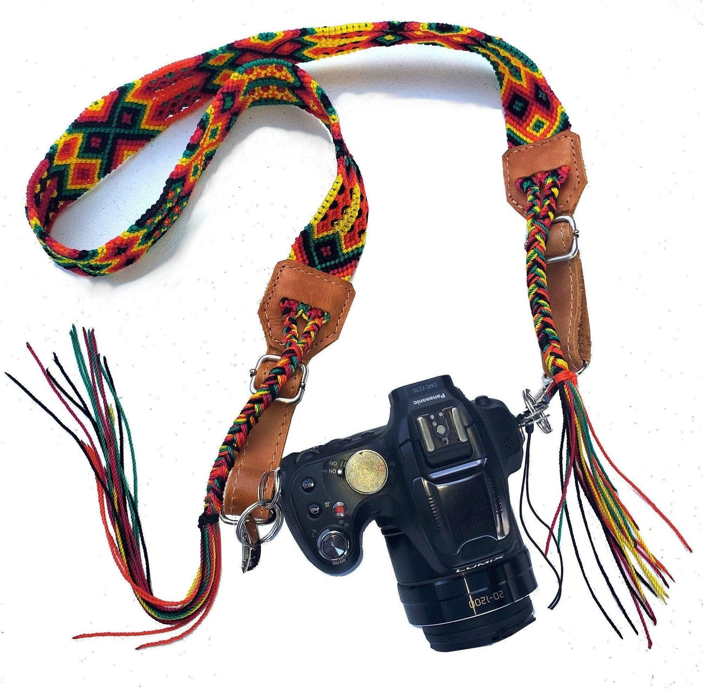 handmade adjustable Multicolor Macrame camera / bag strap