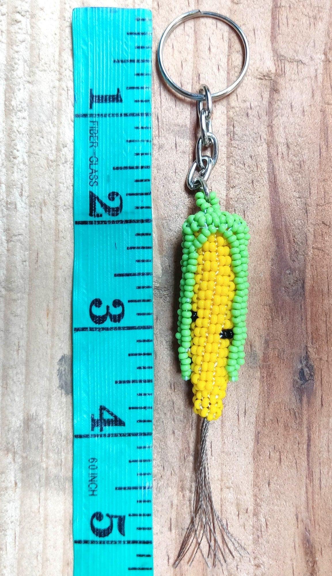 CORN Vegetable Czech Glass Seed BEAD Keychain Available In Multiple Quantities