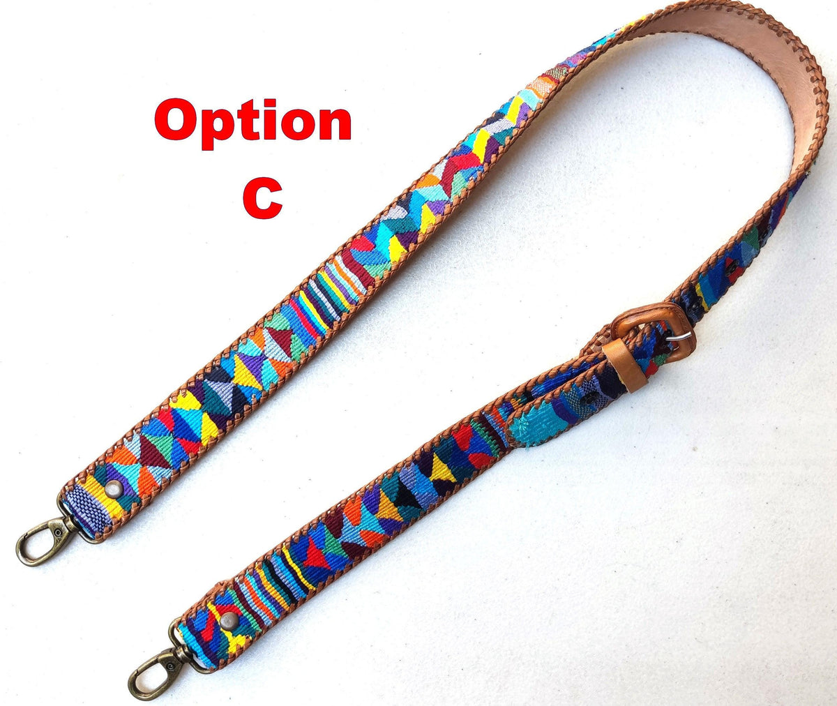 Guatemalan handmade braided authentic leather weaved silk camera/bag strap