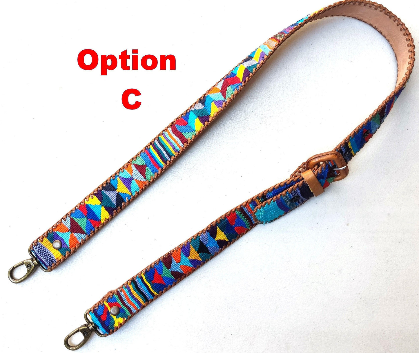 Guatemalan handmade braided authentic leather weaved silk camera/bag strap