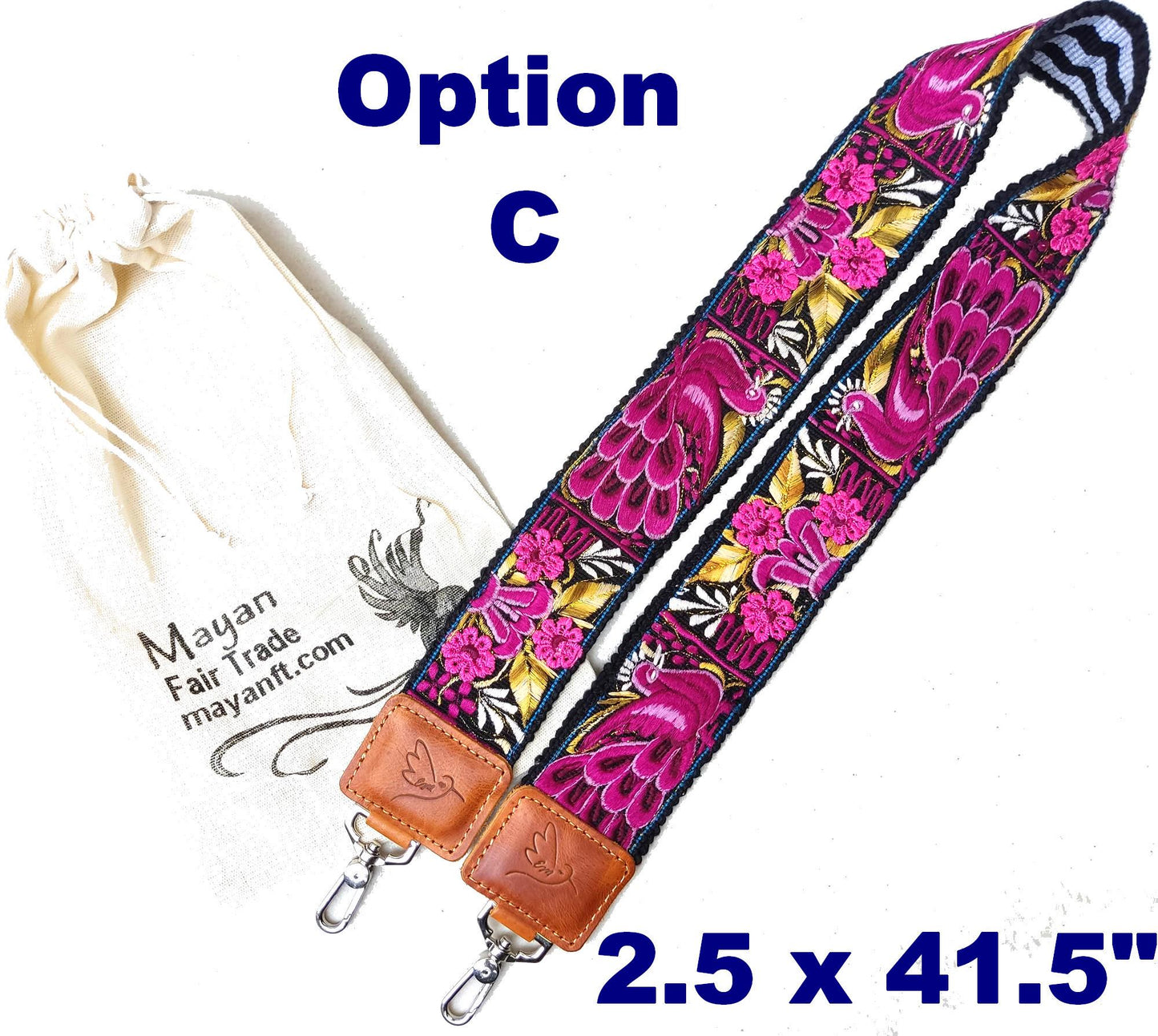 Guatemalan Handmade Leather Embroidered CAMERA / BAG STRAP