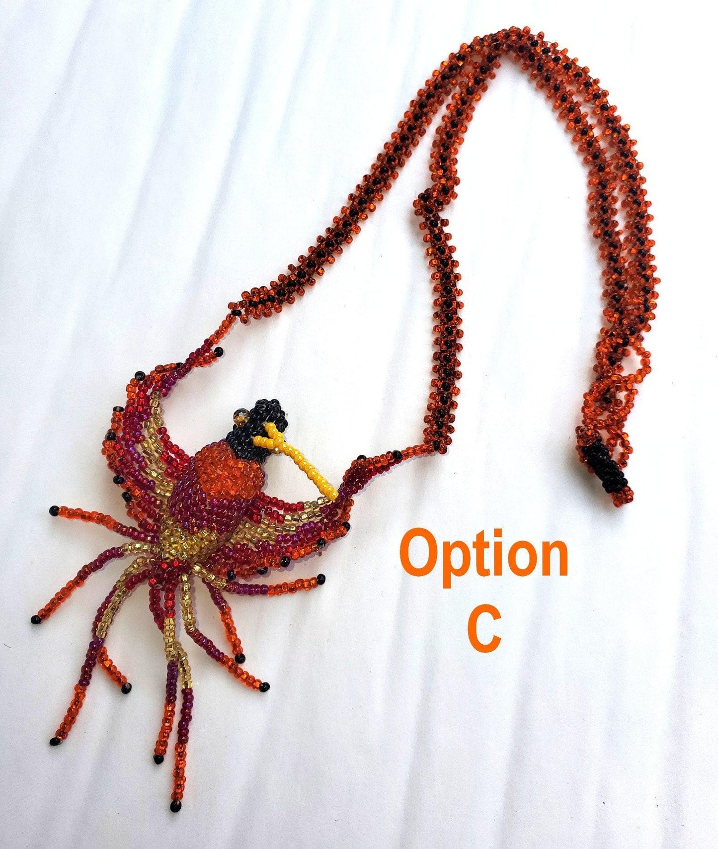 BEADED HUMMINGBIRD Necklace ORNAMENT Gift For Bird Lovers - Czech Glass Seed Beads And Nylon Thread