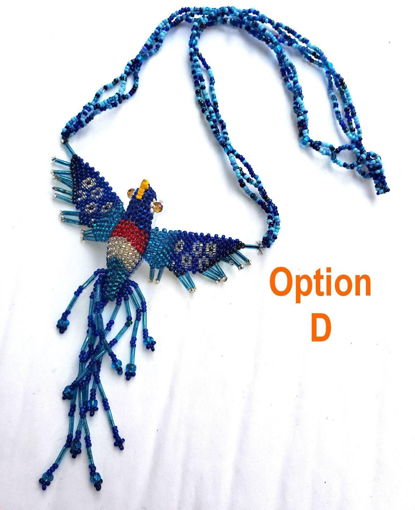 BEADED HUMMINGBIRD Necklace ORNAMENT Gift For Bird Lovers - Czech Glass Seed Beads And Nylon Thread