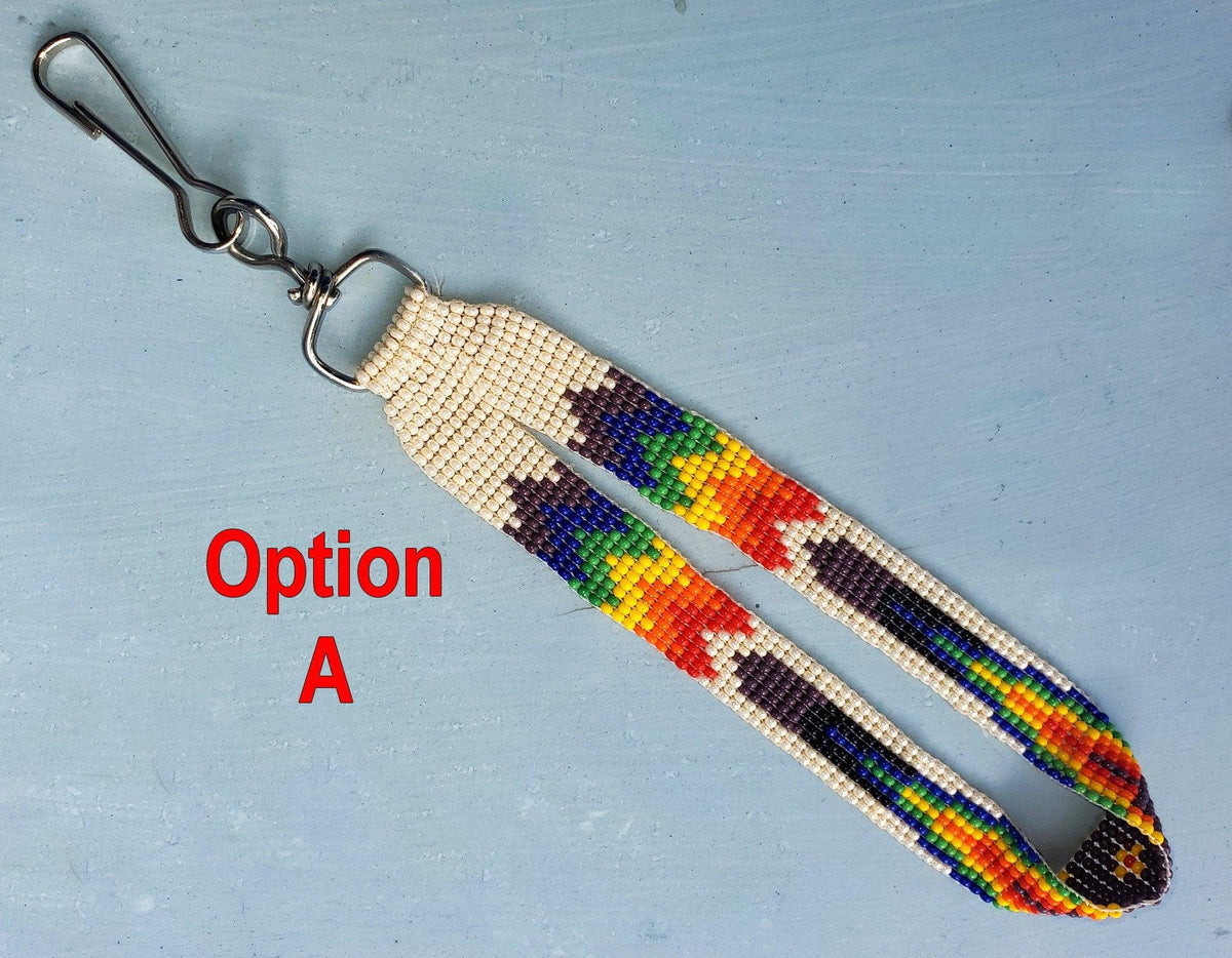 Guatemalan beaded wristlet hanging keychain