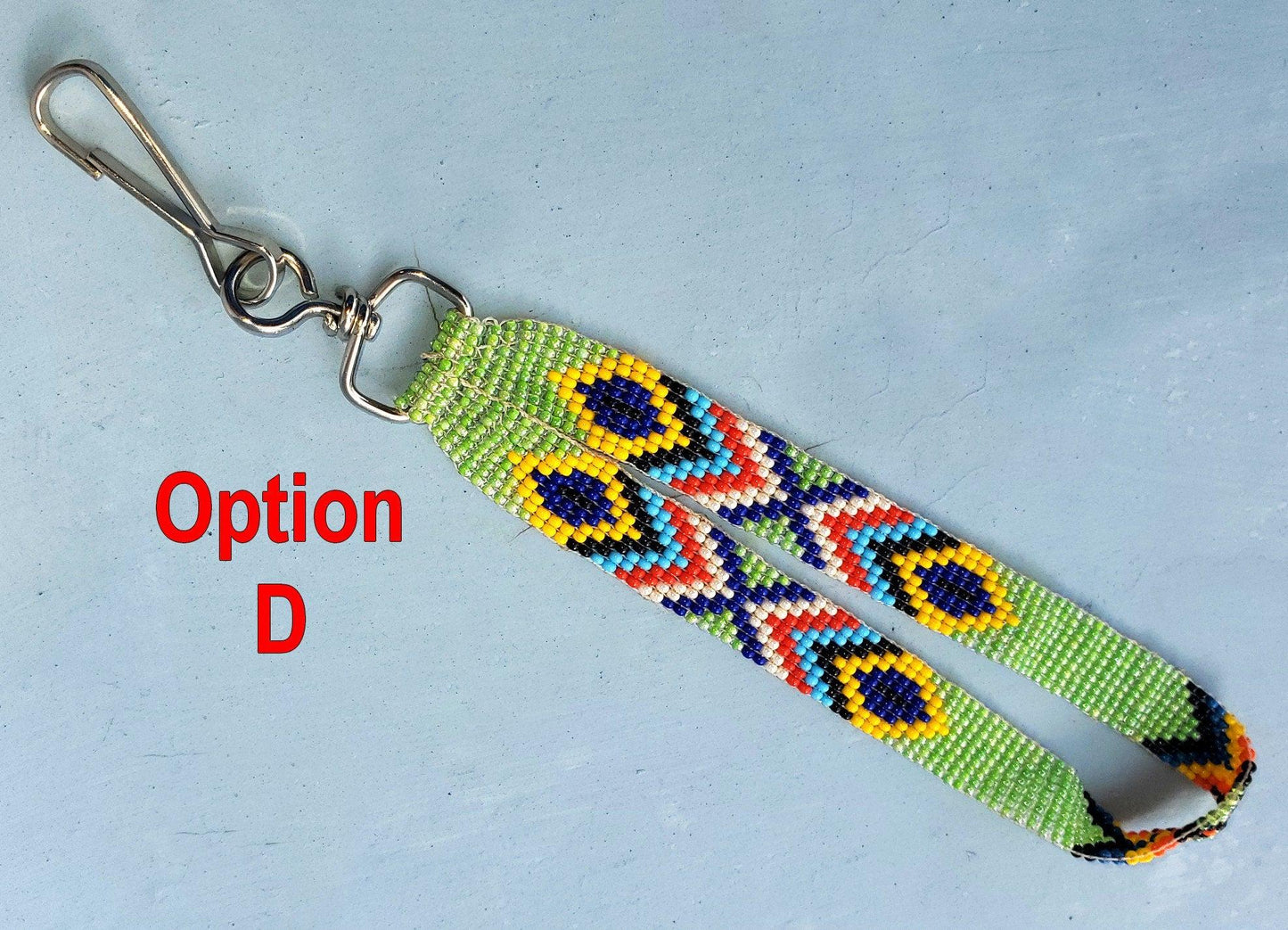 Guatemalan beaded wristlet hanging keychain