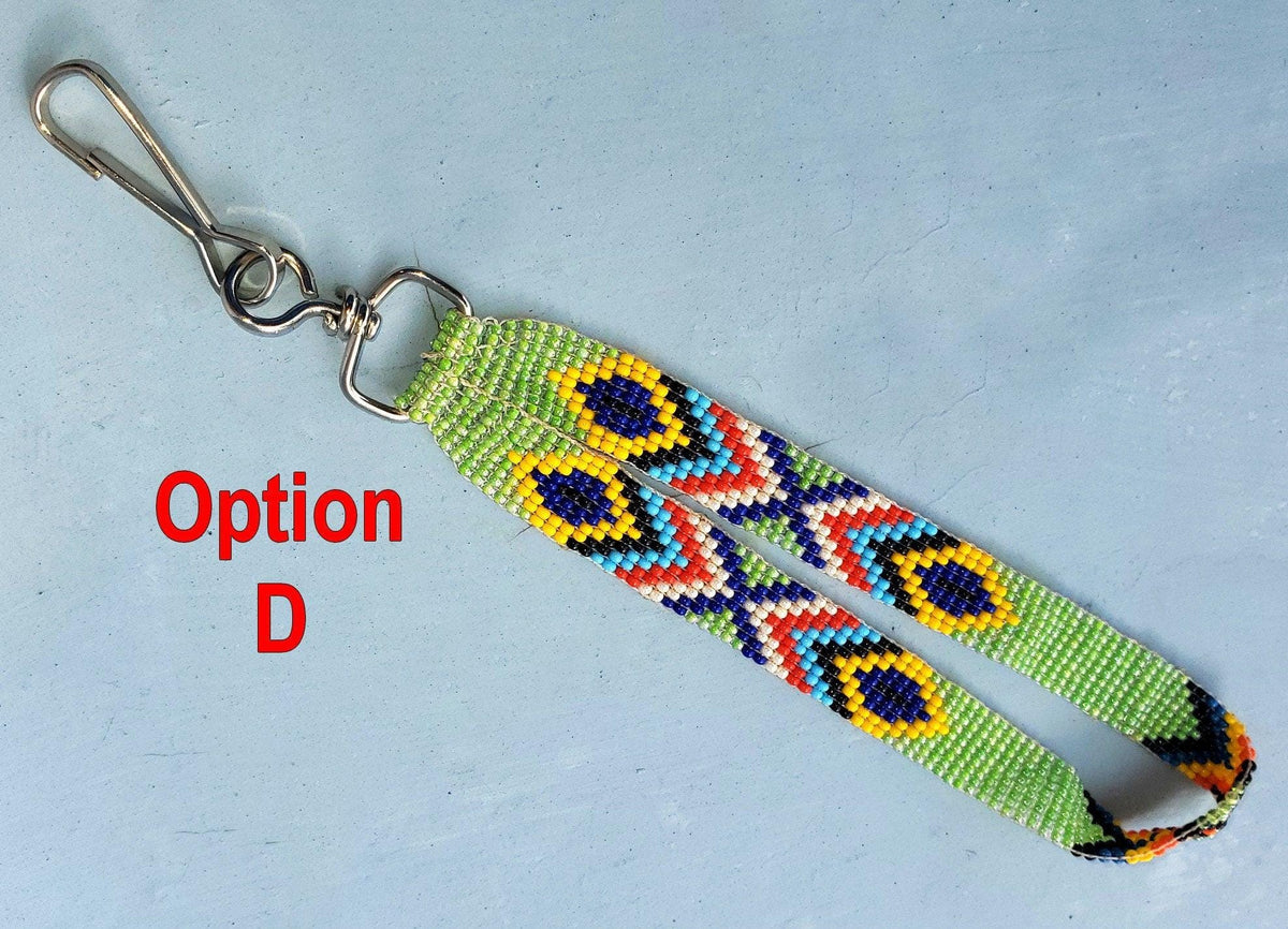 Guatemalan beaded wristlet hanging keychain