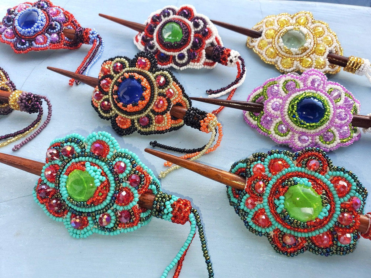 Hair Barrette Women, Stick Hair Barrette, Beaded Hair Clip,