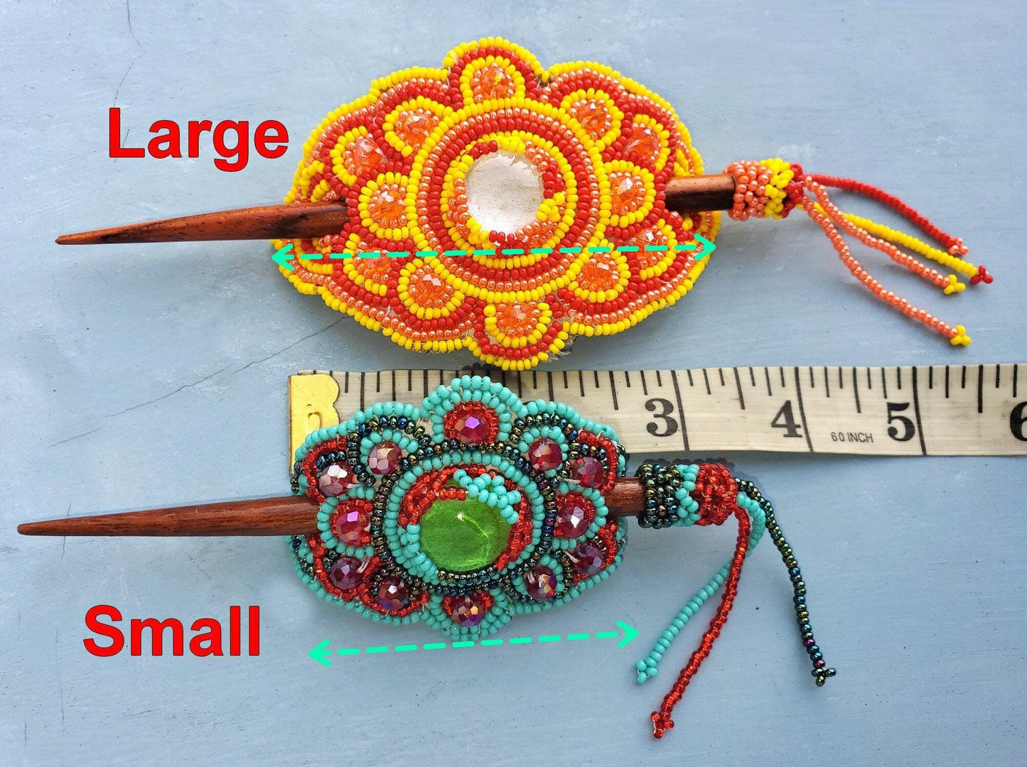 Czech Seed BEADS Hair Accessory Small CLIP BARRETTE Guatemala With Wooden Stick For Women - Aesthetic Leather Hair Stick Barret Clip