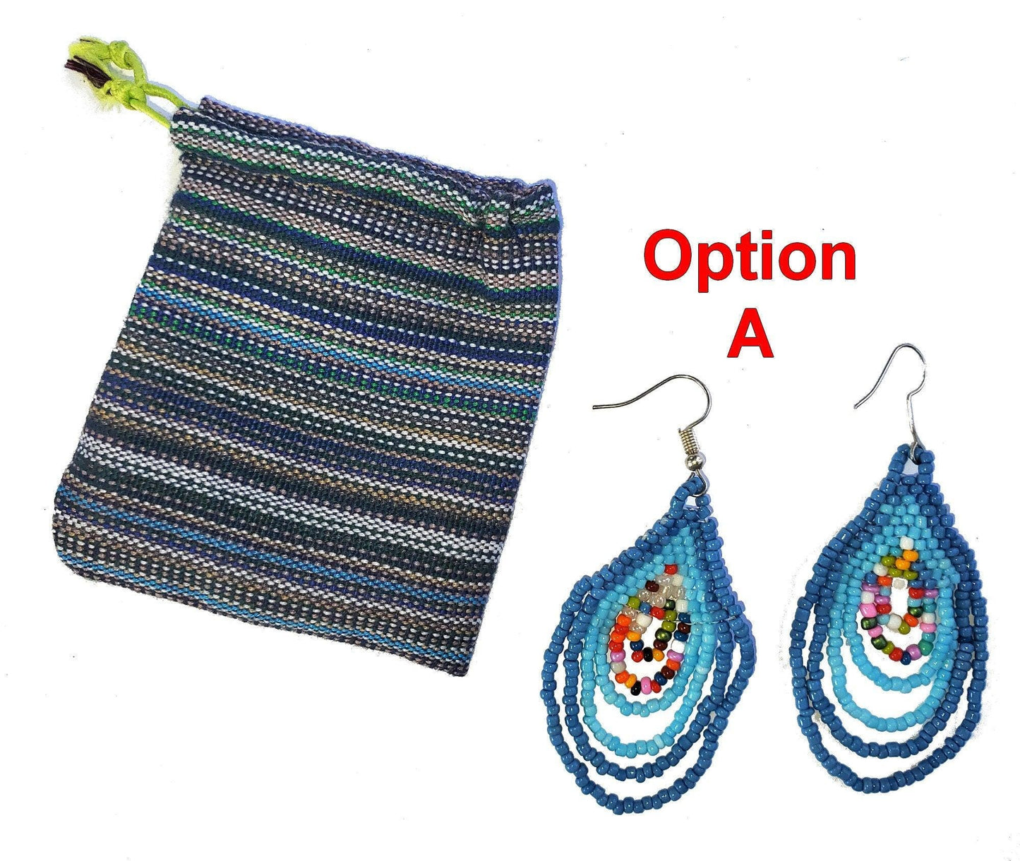 Beaded multicolor Czech earrings Guatemala