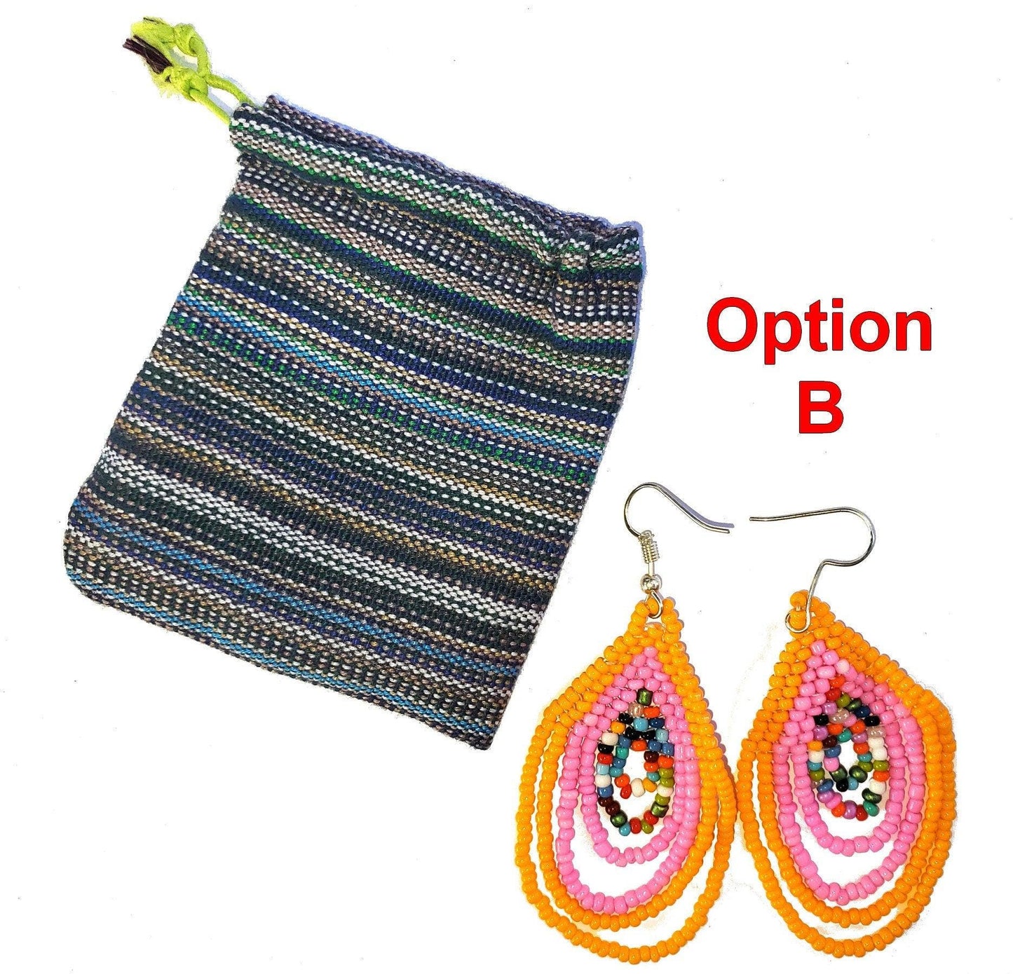 Beaded multicolor Czech earrings Guatemala