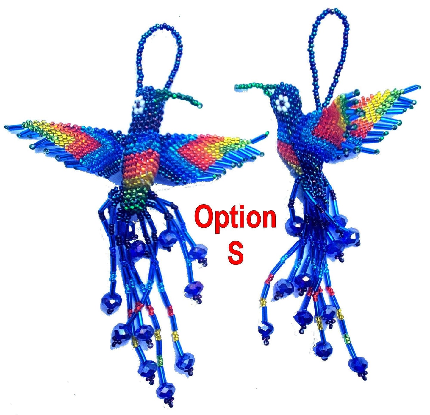 BEADED HUMMINGBIRD Hanging ORNAMENT Gift For Bird Lovers - Czech Glass Seed Beads And Nylon Thread