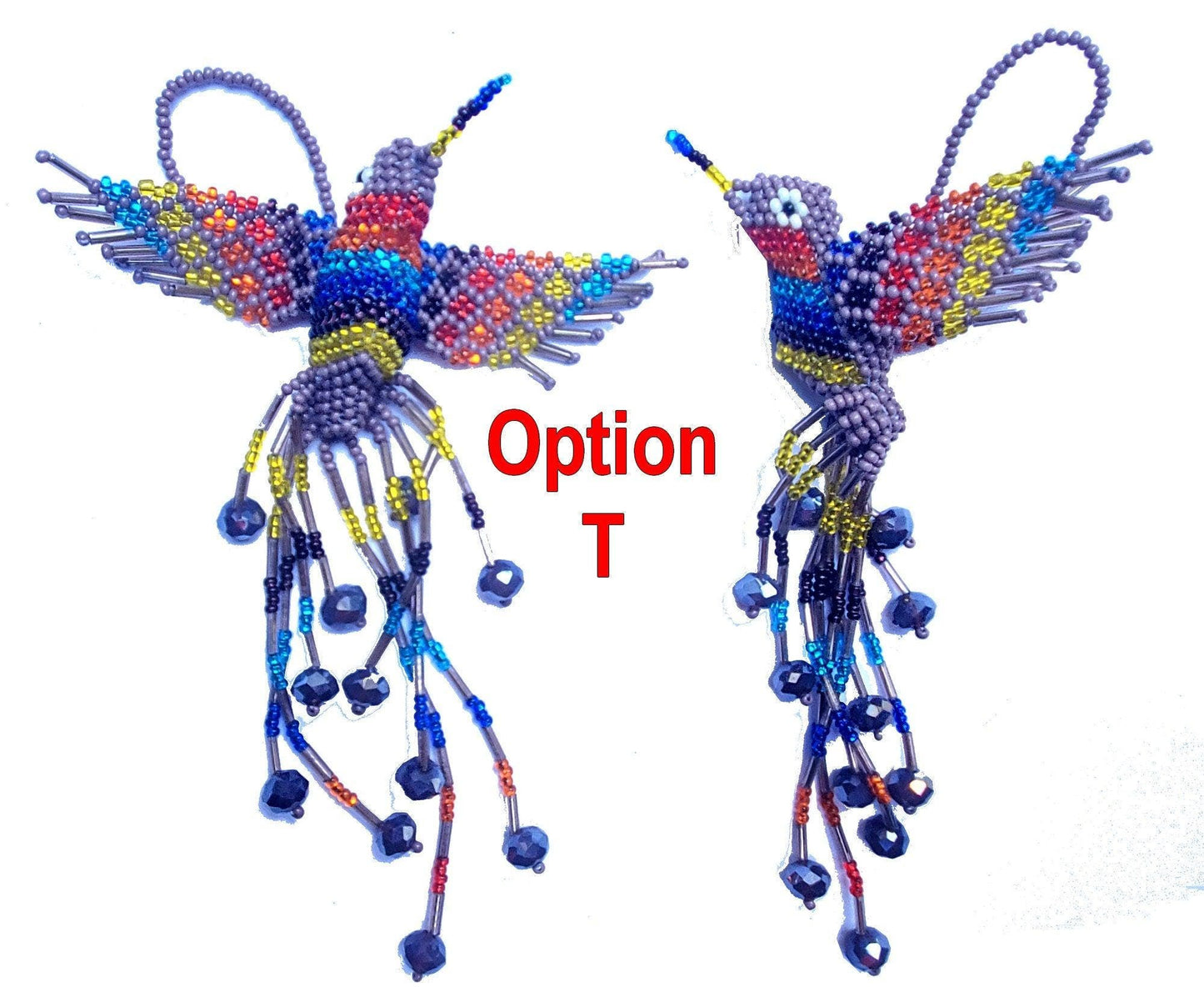 BEADED HUMMINGBIRD Hanging ORNAMENT Gift For Bird Lovers - Czech Glass Seed Beads And Nylon Thread